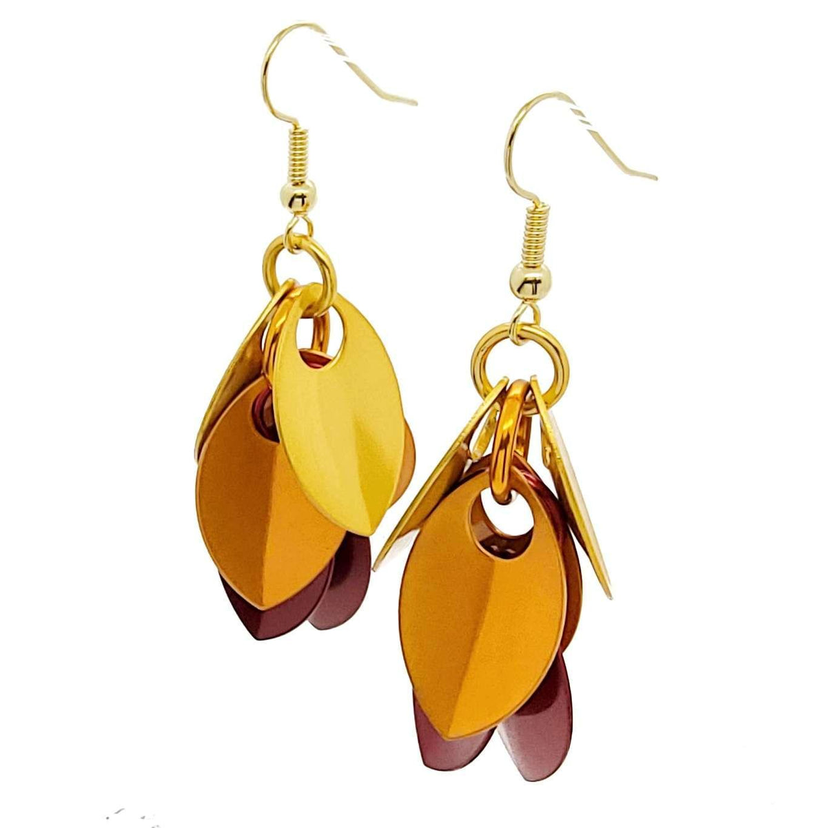 Earrings - Short Leafy Cascade (Flame) by Rebeca Mojica