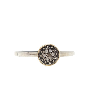 Ring - Size 7 - 6mm Pavé Diamond on Notched Band in 14k Gold and Sterling Silver by 314 Studio