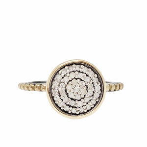 Ring - Size 7 - 10mm Pavé Diamond on Beaded Band in 14k Gold and Sterling Silver by 314 Studio