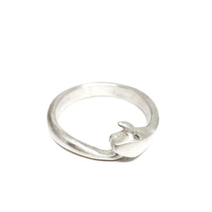 Ring - Diamond-Eyed Small Snake Tail in Sterling Silver by Michelle Chang