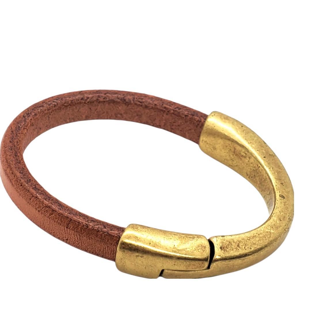 Bracelet - Breakaway in Whiskey Leather with Brass or Copper by Diana Kauffman Designs