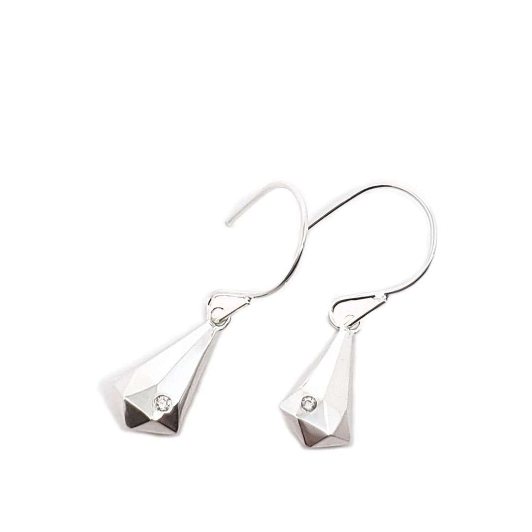 Earrings - Crystal Fragment Drops (Sterling Silver, Diamond) by Corey Egan