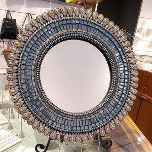 Mosaic Mirror - 13in Round in Gray by Zetamari Mosaic Artworks