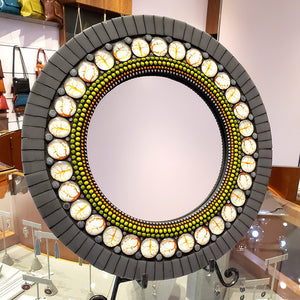 Mosaic Mirror - 13in Round in Gray by Zetamari Mosaic Artworks