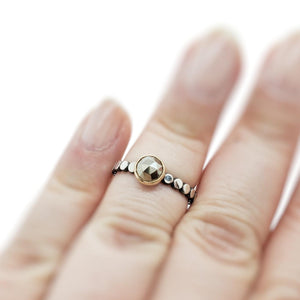 Ring - Size 7 - 6mm Pyrite on Beaded Band in 14k Gold and Sterling Silver by 314 Studio