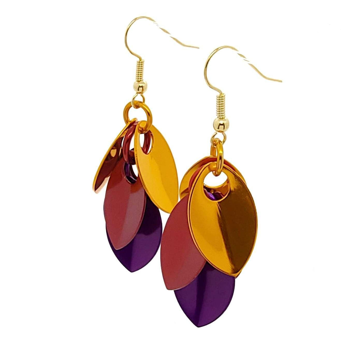 Earrings - Short Leafy Cascade (Sunset) by Rebeca Mojica
