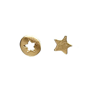 Earrings - Asymmetric Star Cutout Studs in 14k Yellow Gold by Michelle Chang