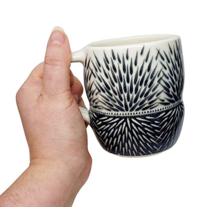 Mug - Small in Monochrome Mirrored Bursts by Britt Dietrich Ceramics