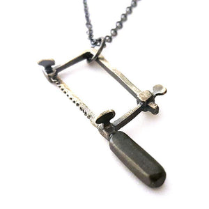 Necklace - Jeweler's Saw (18in or 30in chain) Oxidized Sterling by Taviametal