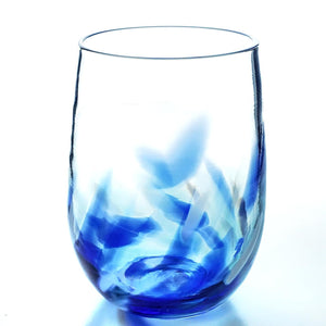 Stemless Wine Glasses - Blue Vino Breve by Furnace Glassworks