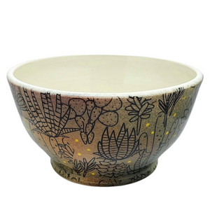 Bowl – Cacti on Green and Orange with Yellow Dots by Clay It Forward