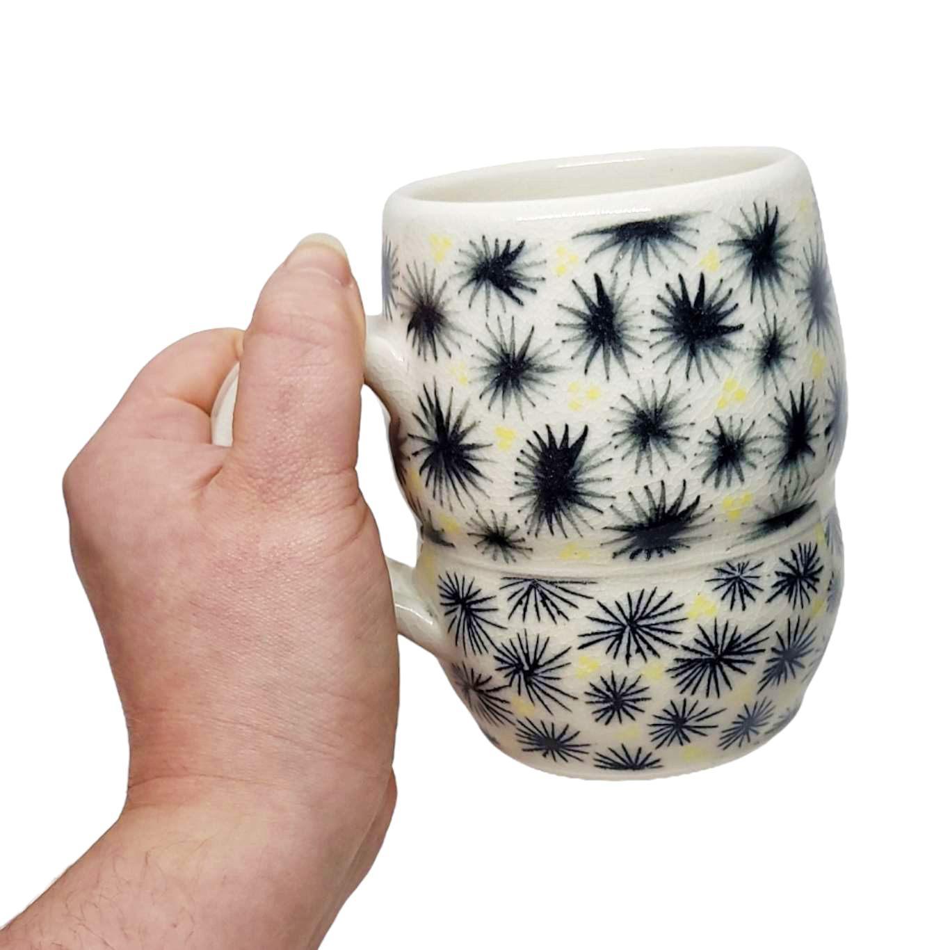 Mug - Large in Starbursts with Yellow Accents by Britt Dietrich Ceramics
