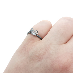 Ring - Size 6 (Custom Sizing Available) - Classic Horizontal Herkimer in Oxidized Sterling Silver by Stórica Studio