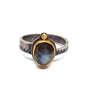 Ring - Size 9.25 - OOAK Labradorite Ring in Mixed Metals by Allison Kallaway