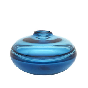 Bud Vase - Petite Squat in Glacial Blue Glass by Dougherty Glassworks