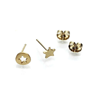 Earrings - Asymmetric Star Cutout Studs in 14k Yellow Gold by Michelle Chang