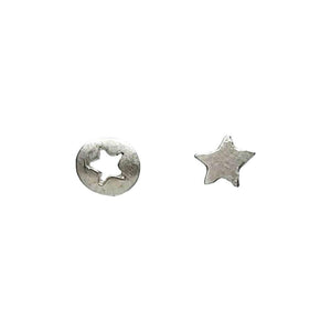 Earrings - Asymmetric Star Cutout Studs in Sterling Silver by Michelle Chang