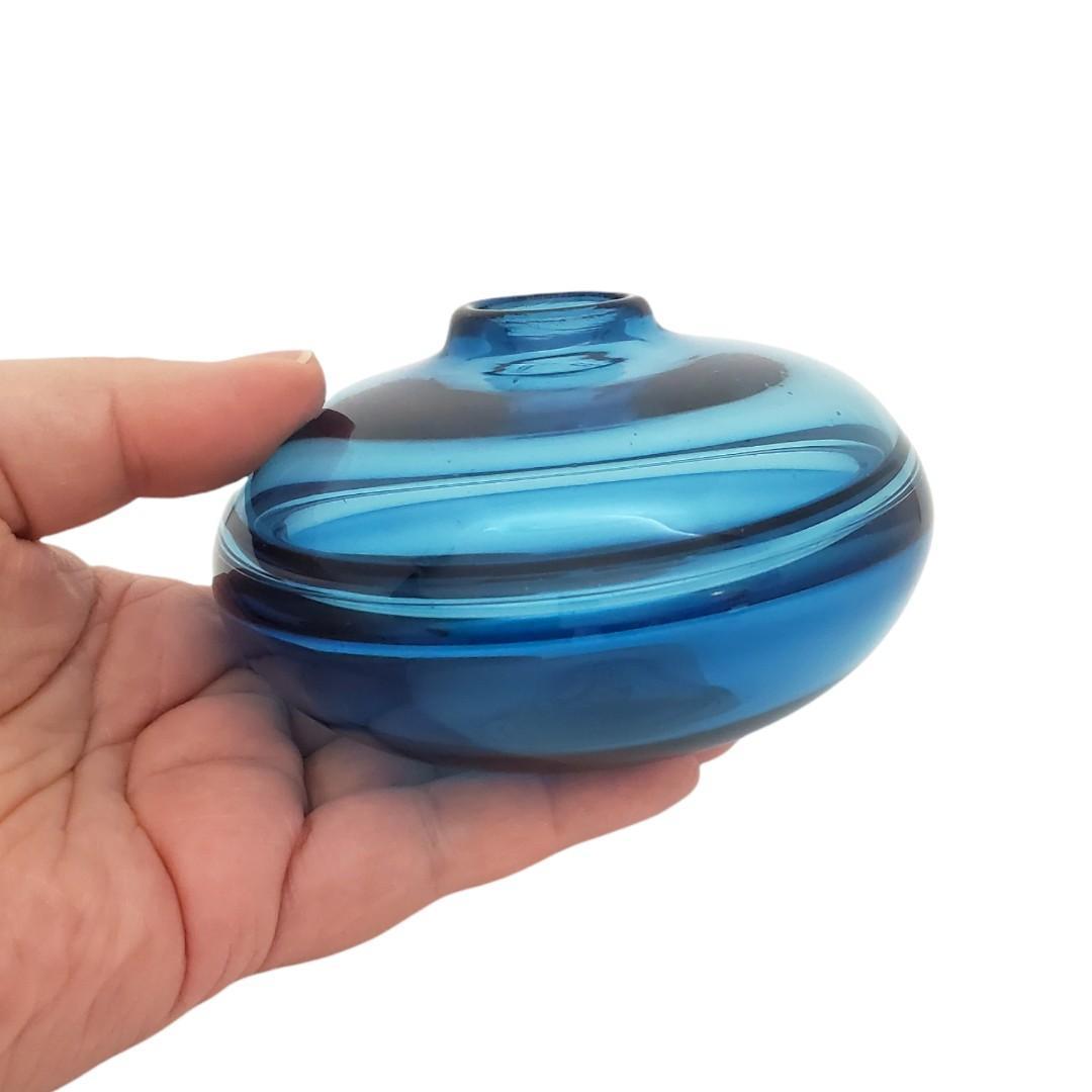 Bud Vase - Petite Squat in Glacial Blue Glass by Dougherty Glassworks
