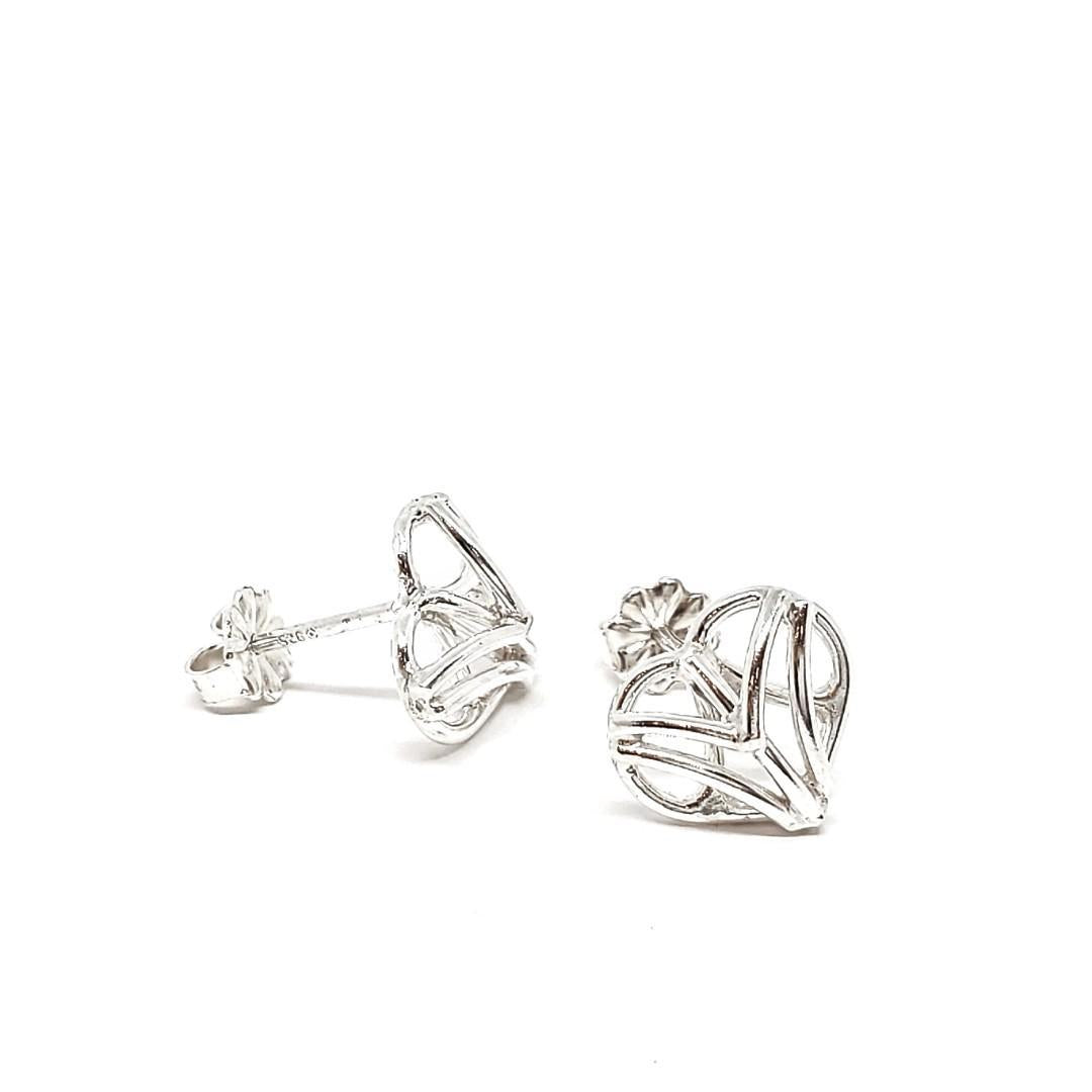 Earrings - Studs - Mini Heart Openwork Argentium Silver by Jen Surine