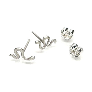 Earrings - Asymmetric Snake Studs in Sterling Silver by Michelle Chang