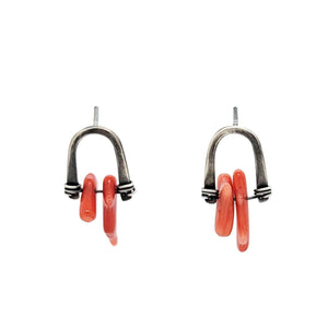 Earrings - Arc Reclaimed Coral Sterling Studs (A or B) by Three Flames Silverworks