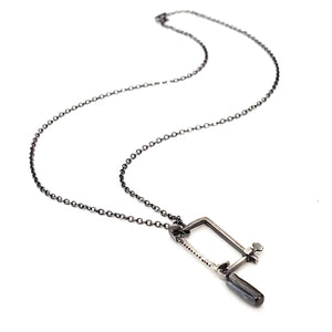Necklace - Jeweler's Saw (18in or 30in chain) Oxidized Sterling by Taviametal