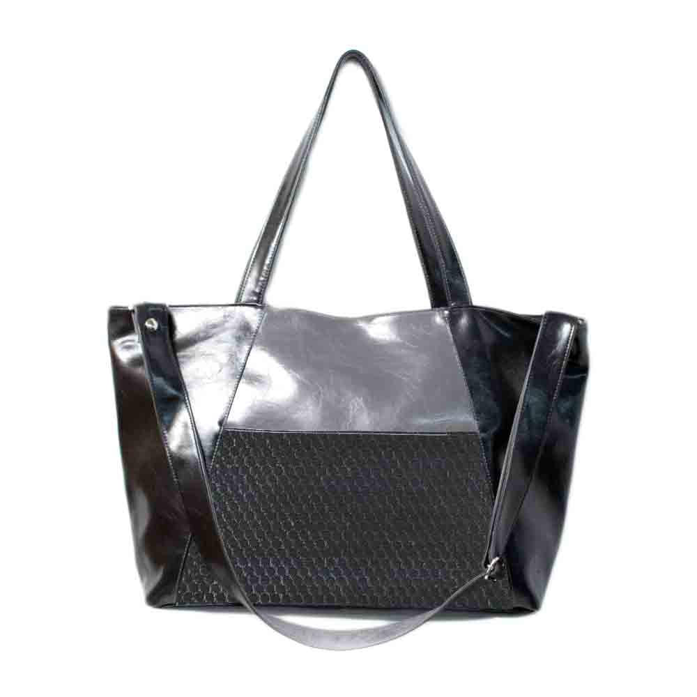 Bag - Medium Troubadour OOAK Adjustable Convertible Tote (Black Pebble and Gray on Black) by Crystalyn Kae