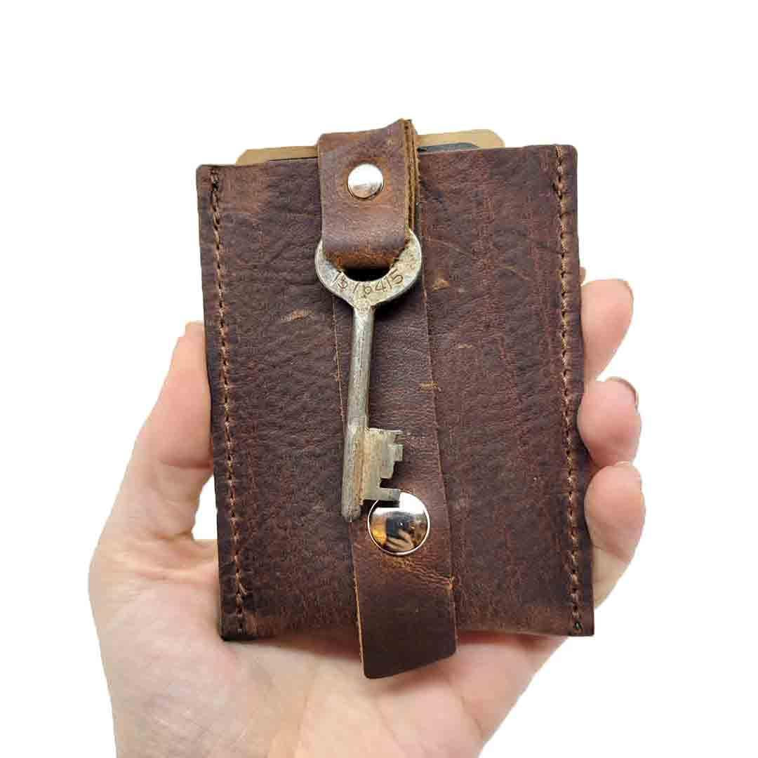 Wallet - Mahogany - Key Pop-Up Leather Wallet by Divina Denuevo