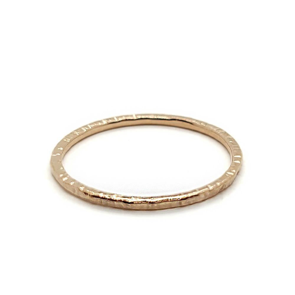 Ring - Size 7.5 - Thin 14k Rose Gold Wood Grain Texture by Taviametal