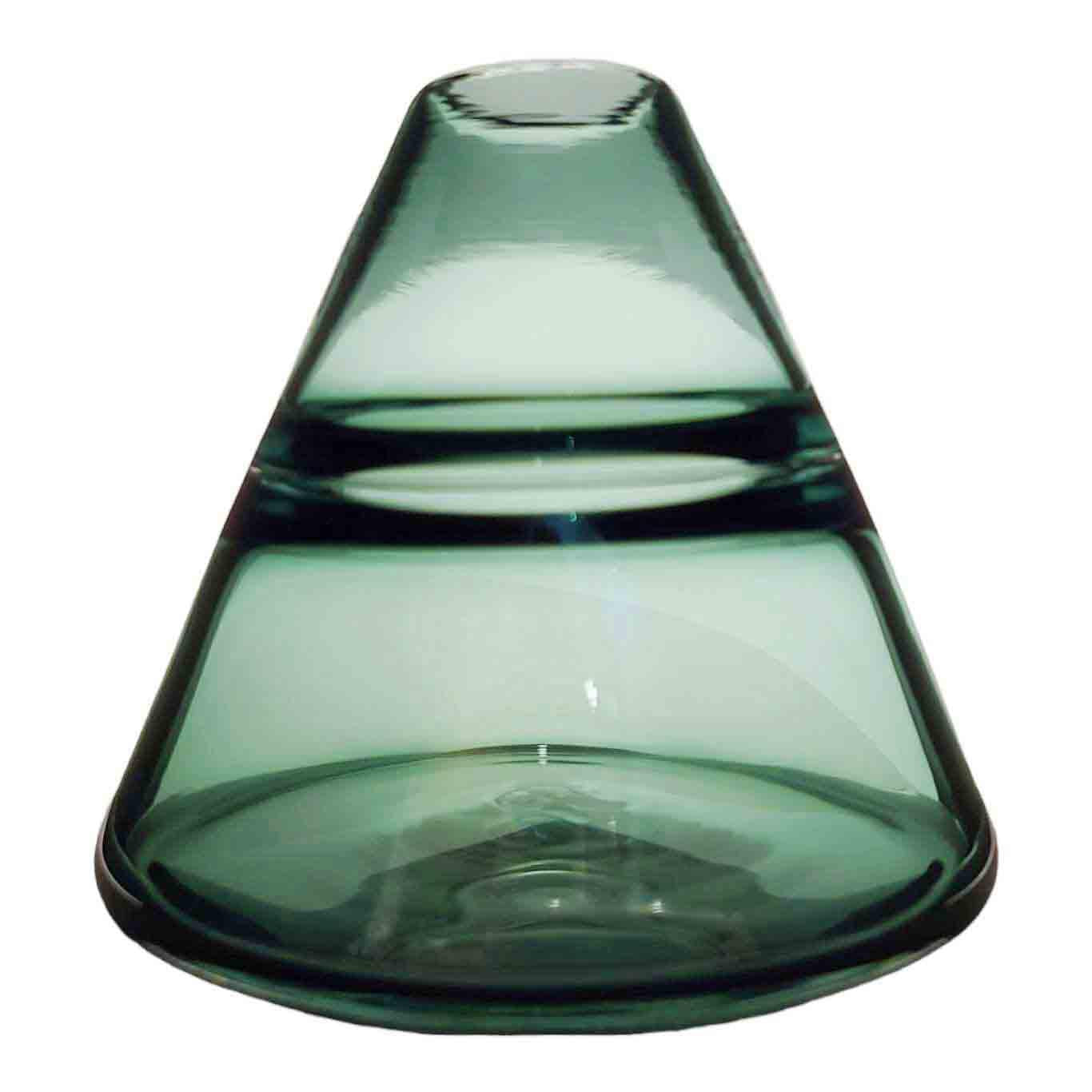 Bud Vase - Medium Cone in Stormy Sea Dark Teal Glass by Dougherty Glassworks