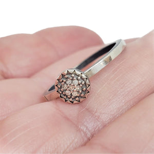 Ring - Size 7.5, 8.5 - 6mm Pavé Diamond on Notched Band in Sterling Silver by 314 Studio