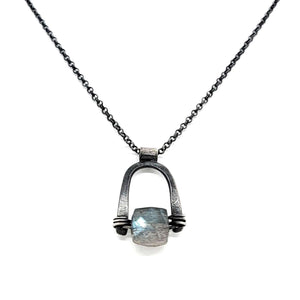 Necklace - Arc Labradorite Sterling 18 in chain by Three Flames Silverworks