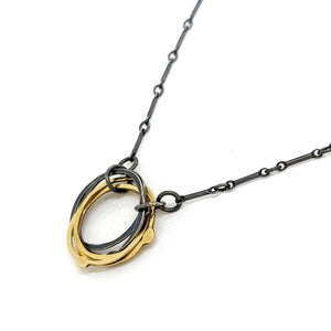 Necklace - Tree Ring Tiny in Mixed Metal by Allison Kallaway