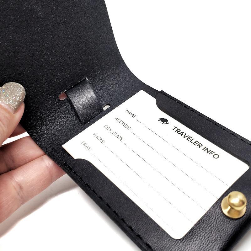 Travel – Luggage Tag in Smooth Black Leather by Woolly Made