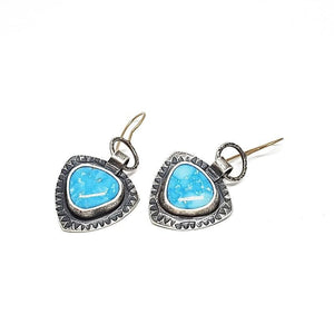 Earrings - Turquoise Triangle OOAK 14k Earwires Dangles by Allison Kallaway
