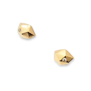 Earrings - Tiny Fragment Studs in 14k Yellow Gold and Diamond by Corey Egan