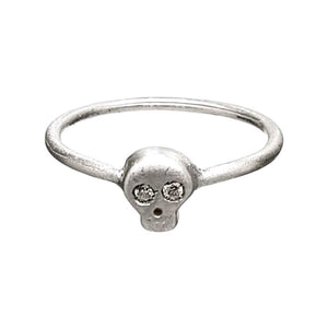 Ring - Diamond-Eyed Tiny Skull Face in Sterling Silver by Michelle Chang
