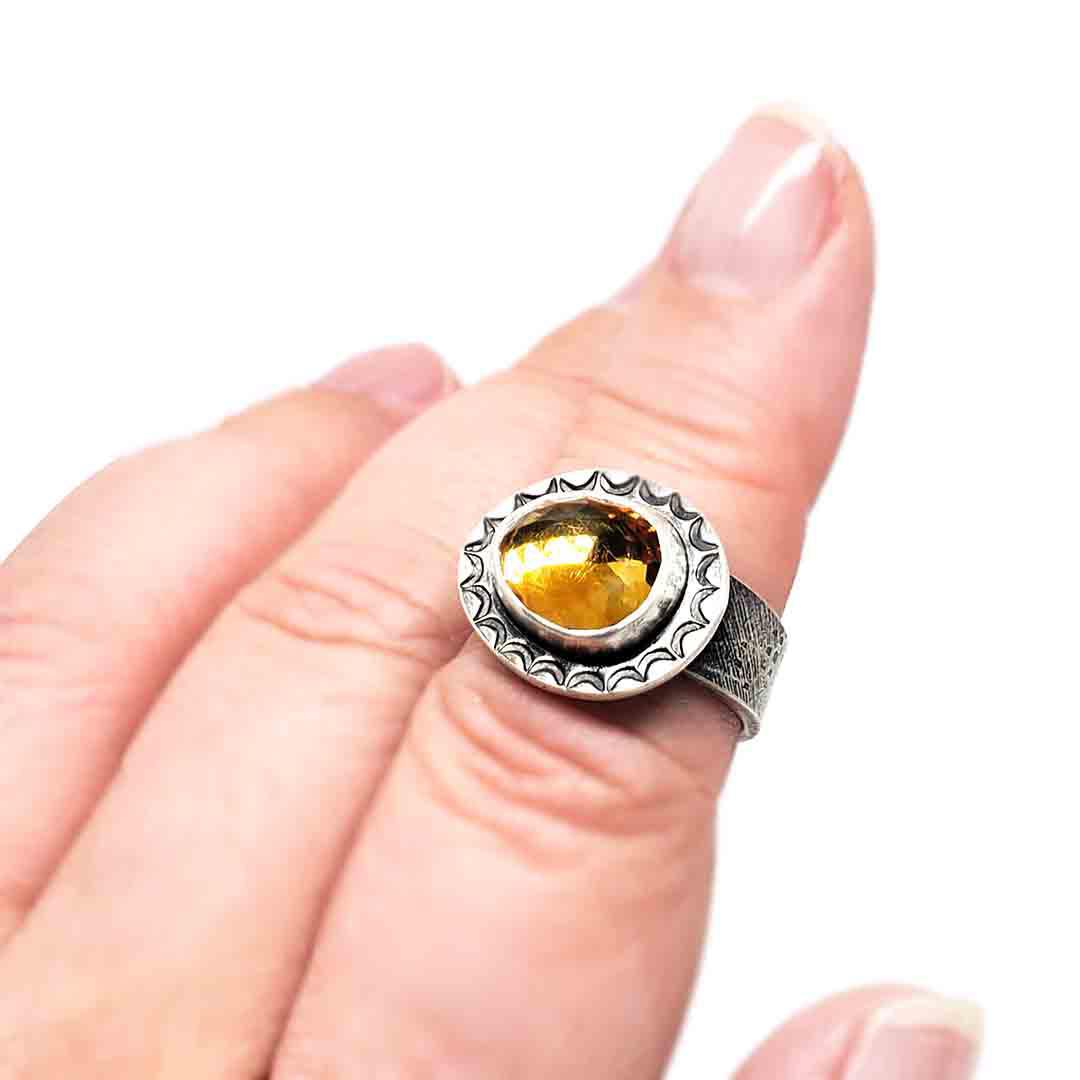 Ring - Size 8.25 - OOAK Citrine Ring in Sterling Silver by Allison Kallaway