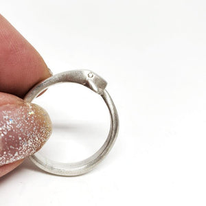 Ring - Diamond-Eyed Small Snake Tail in Sterling Silver by Michelle Chang