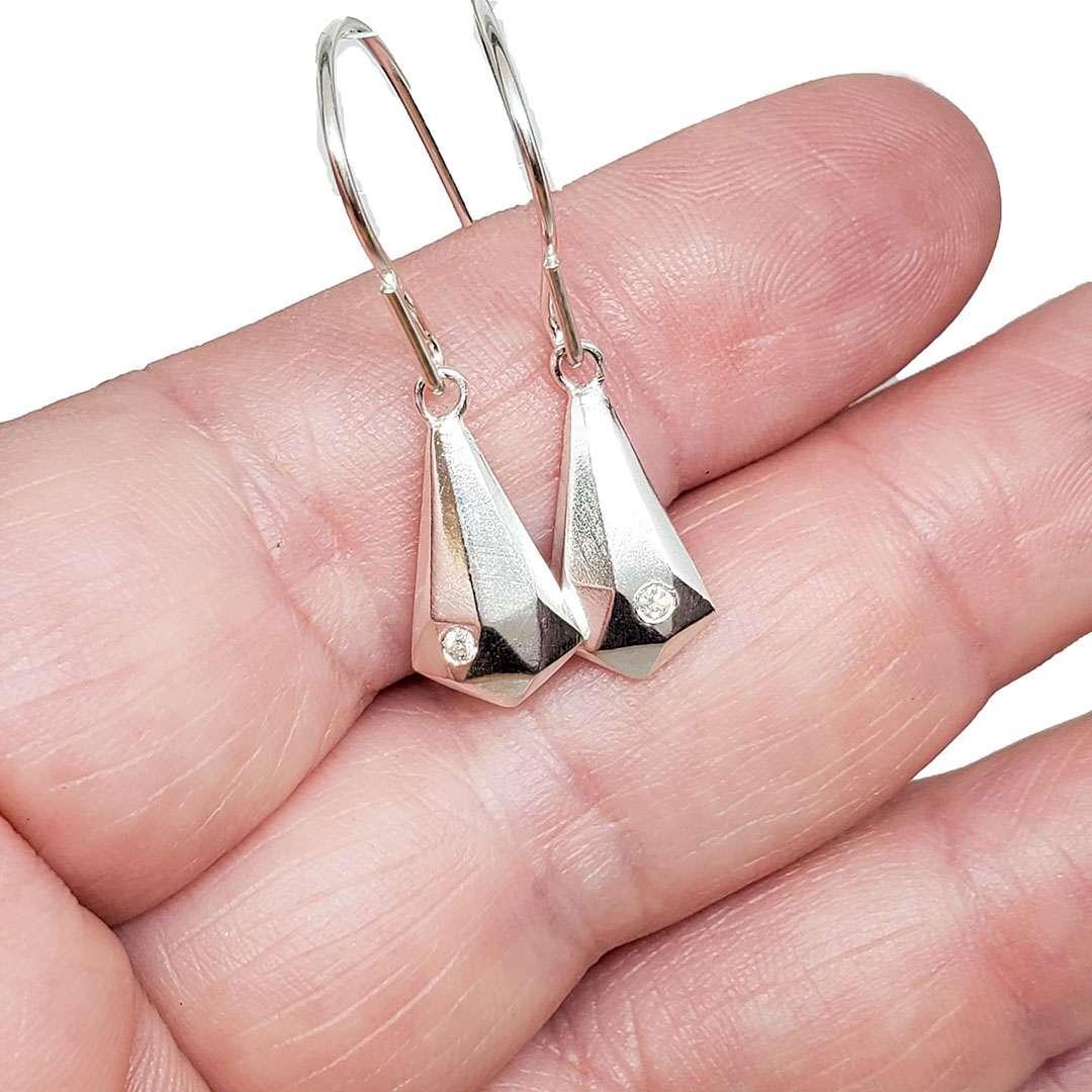 Earrings - Crystal Fragment Drops (Sterling Silver, Diamond) by Corey Egan