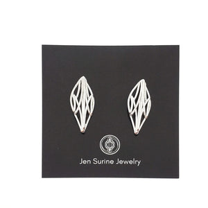 Earrings - Studs - Leaf Openwork Argentium Silver by Jen Surine