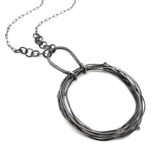 Necklace - Statement Tree Ring in Oxidized Sterling Silver by Allison Kallaway