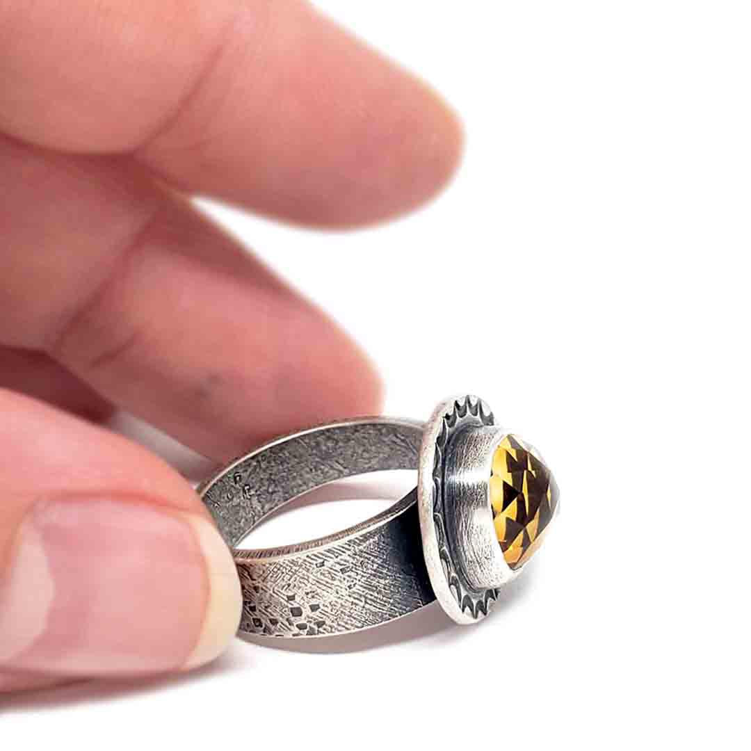 Ring - Size 8.25 - OOAK Citrine Ring in Sterling Silver by Allison Kallaway