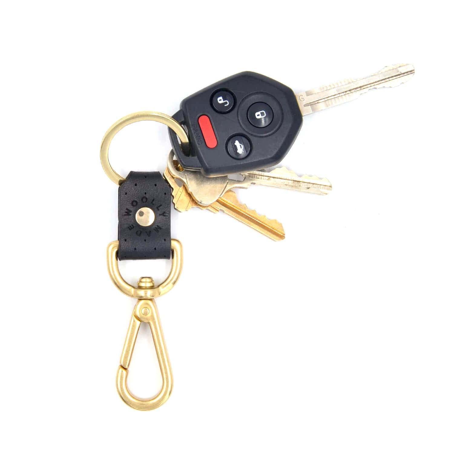 Keychain – Swivel Short Brass in Perforated Leather (Assorted Colors) by Woolly Made