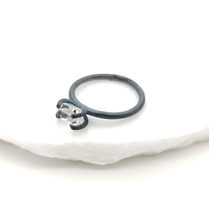 Ring - Size 6 (Custom Sizing Available) - Classic Horizontal Herkimer in Oxidized Sterling Silver by Stórica Studio