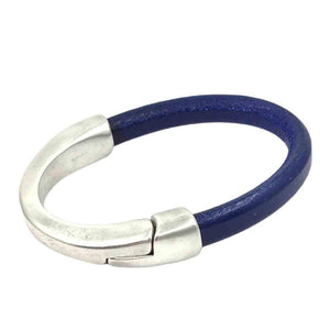 Bracelet - Breakaway in Cobalt Blue Leather with Silver by Diana Kauffman Designs