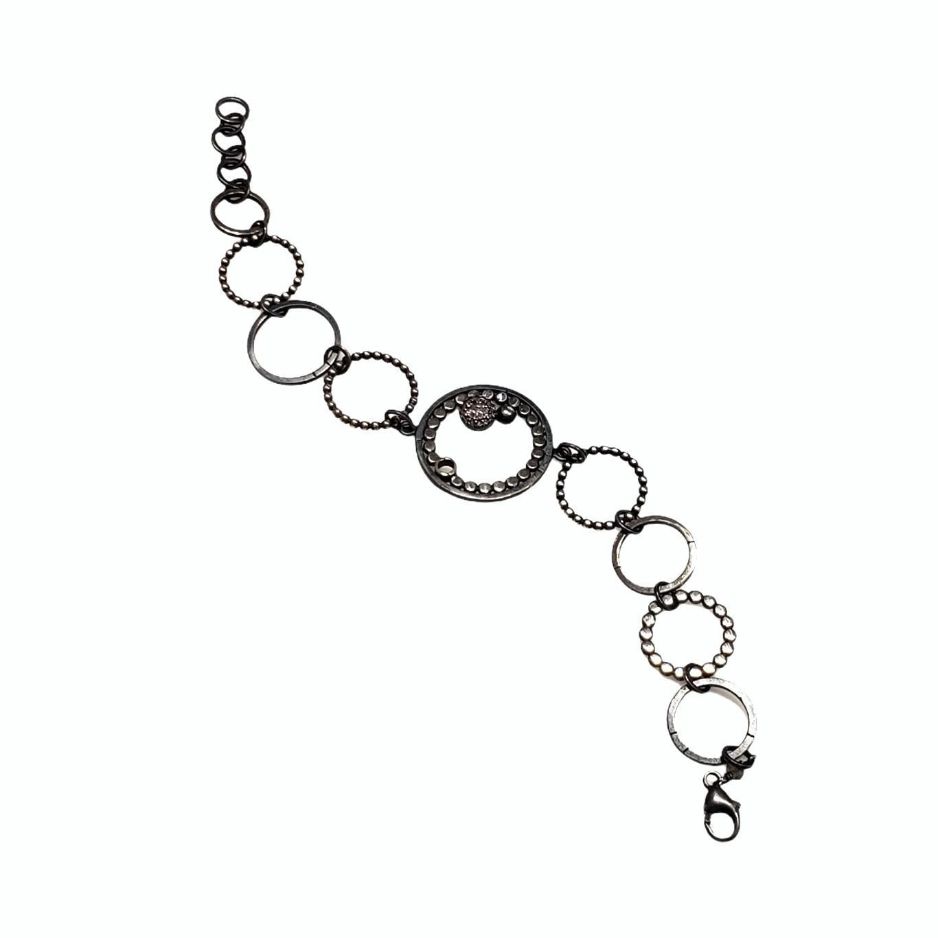 Bracelet - OOAK - Multi-Circle with Pave Diamond Rounds SS by 314 Studio