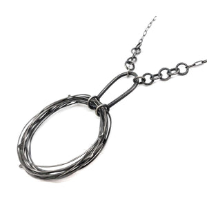 Necklace - Statement Tree Ring in Oxidized Sterling Silver by Allison Kallaway