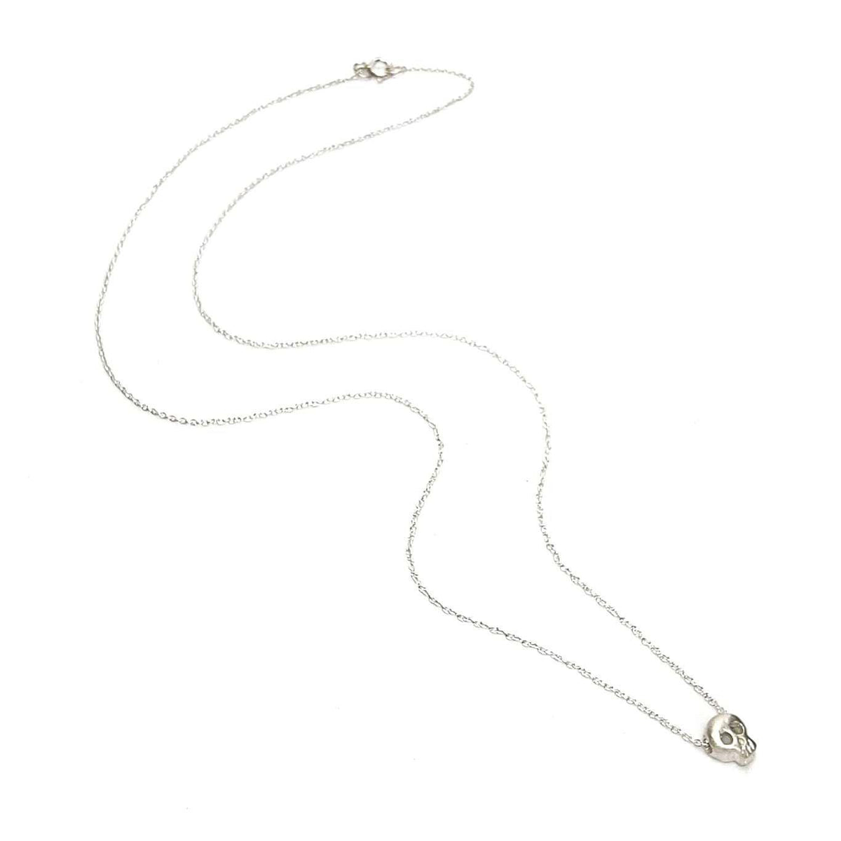 Necklace - Open-Eyed Tiny Skull in Sterling Silver by Michelle Chang