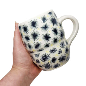 Mug - Large in Starbursts with Yellow Accents by Britt Dietrich Ceramics
